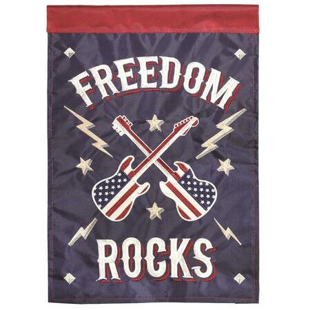 RECINTO 13 x 18 in. Double Applique Freedom Rocks Polyester Garden Flag RE3458071